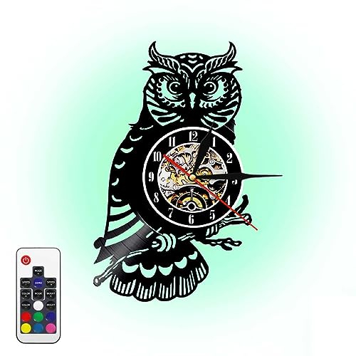 Vinyl Wanduhr Schallplatte Heim wanddekoration Mit Fernbedienung - Led 7 Farben 30cm Wall Clock Wanduhren, Wohnzimmer, Küche, Einzigartige Geschenke, Heim-wanddekoration (A)…