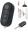 3 Buttons Flip Fiat 500L Car Key Fob Case with Pin Removal Tools For Fiat 500 Panda VAN Punto Ducato Relay Peugeot Boxer Ford KA Vauxhall Combo (Black Buttons)