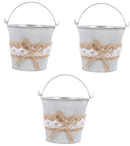 BESPORTBLE 3 Piezas Diseño Retro para macetas Lata de Leche galvanizada Cubo de Planta de Metal Antigua Maceta de Hierro contenedor de Almacenamiento de Flores Hoja de Hierro Vaso de Flores