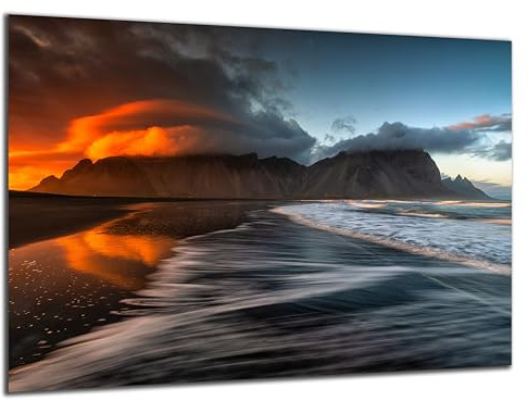 DARO Design - Wand-Bild 6mm HDF 84x56 cm Abendstimmung Strand - Wand-Deko Bilder Wohnzimmer
