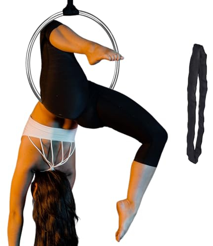 PRIOR FITNESS Mini Lyra Hoop Set, 17 Zoll Klein Aerial Hoop Kit Zirkus Aerial Equipment Edelstahl Yoga für Home Fitness