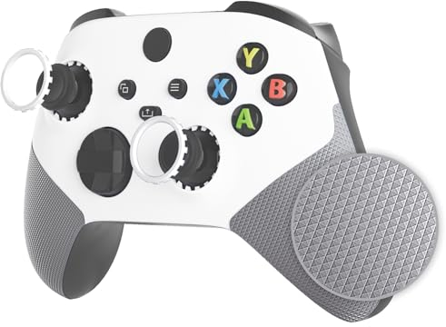 eXtremeRate Cover Grip Gommato per Xbox Series X S Controller,Custodia Scocca Copertura Frontale Shell Ricambio per Xbox Series X S Joystick Model 1914 con Anelli,ASR Versione-Bianco&Grigio