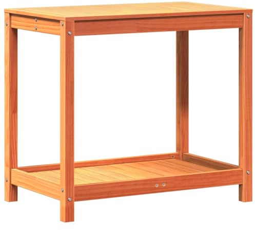 vidaXL Pflanztisch, Gärtnertisch mit Ablage, Blumentisch für Garten Balkon Terrasse, Gartentisch Arbeitstisch, Wachsbraun 82,5x50x75cm Massivholz Kiefer