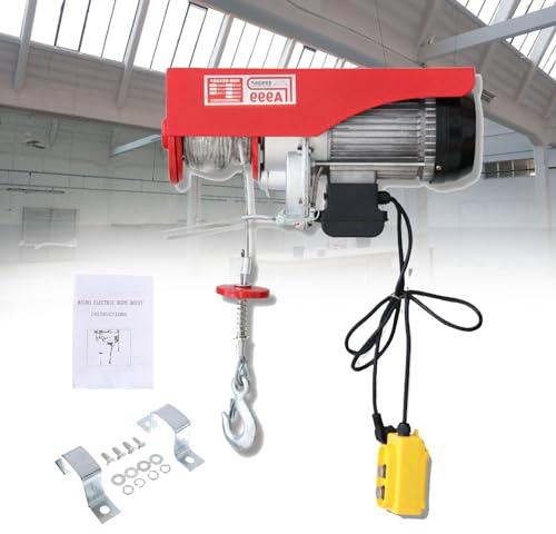 Elektrischer Seilzug mit Fernbedienung, elektrisches Seilzug und elektrische Seilwinde, Einzel-/Doppelschlingen, 230 V, Motor aus reinem Kupfer, 400 kg - 25 m