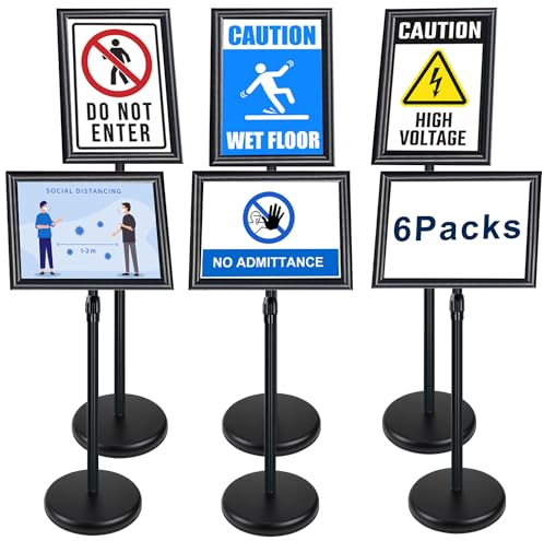 Newzealkids Infoständer A3 plakatständer posterständer schild ständer A3, Winkel und Höhe einstellbar, Alu-Schildhalter für Geschäftsereignisanzeige (Schwarz, 6 Stück)