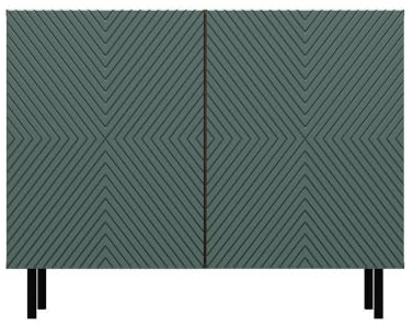 Ibonto Kommode Sideboard mit Tip-ON & geriffelten Fronten für modernes Wohnzimmer (Grün)