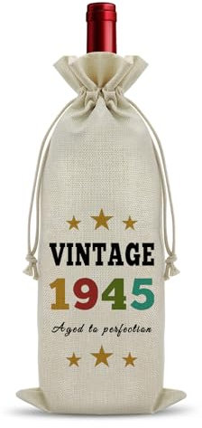 Wine Lovers 80th Birthday Party Vintage 1945 Gift for Women Men - Happy 80th for Grandparents Turning 80 - Friends Mum Dad Party Decor Wine Bag