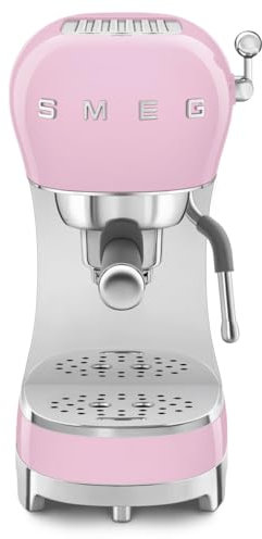Smeg Manuelle Espressomaschine mit Dampfstab, 15 Druckstangen, Edelstahl-Torta-Filter, passiver Becherwärmer, benutzerfreundlichen Bedienelementen und Messlöffel