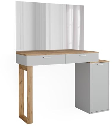 Vicco Schminktisch Regina, Weiß/Goldkraft Eiche, 129.6 cm mit Spiegel