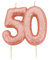 Anniversary House Metallic Rose Gold Glitter Candle, Number 50, 50th Birthday Cake Topper, 7 Centimetres, Pack of 1, AHC248