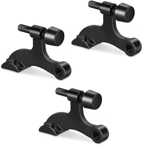 Hinge Pin Door Stopper Adjustable Heavy Duty Door Stops with Black Rubber Bumper Tips Wall Protector (3 Pack Black)