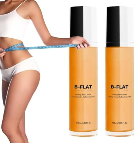 B-FLAT Belly Firming Cream Hautstraffende und straffende Creme für den Körper 100ml Hautstraffende Creme Feuchtigkeitsspendende & straffende Dehnungsstreifencreme & Bauchlotion (2PC)