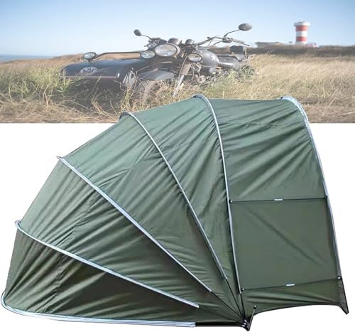 Speedway Shelters Hanging Motorcycle Shed Tent | Garage For Motorcycle Storage Tent in Green | Semispiral Shell Motorbike Bike Cover Shed