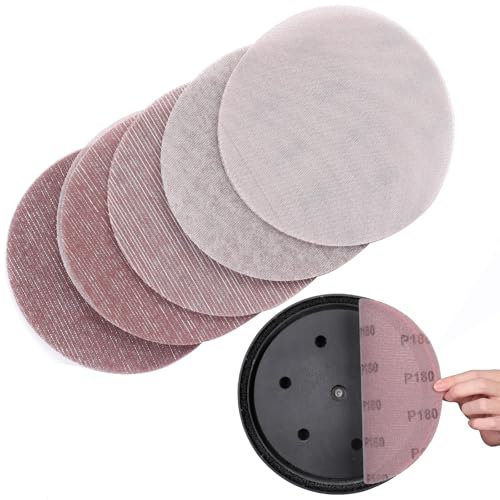 Sruhrak Treillis Feuilles Abrasive 225mm, 25 Pièces Papier a Poncer 80/120/180/240/400 Grains Abrasives Papier pour Ponceuses pour cloisons sèches