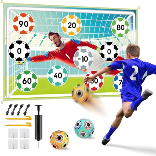 XAZASTOV Football Ball Game Set for Kids, Toss Soccer Goal Game with Foldable Flannel Goals, Football Accuracy Exercise Toy, Indoor Outdoor Soccer Ball Games for Boys Girls 3 4 5 6 7 8+ Year Old