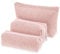 Hshenjhu Lot de 3 Trousse de Maquillage en Velours côtelé, Trousse de Toilette Femme, Pochette Maquillage Portable, Grande capacité Makeup Bag (Rose)