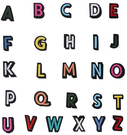 DWUENT Colorful Embroidered Alphabet Patches 26pcs - 4x4cm Iron On Letters for Clothes, DIY Customization & Fabric Decor