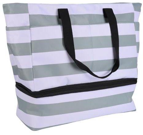 CIRYCASE Bolso Playa Mujer con Nevera 2 en 1, Impermeable & Plegable Bolsa Viaje XXL Familiar, Beach Bag 49L Extra Grande con Cremallera y 9 Bolsillos para Piscina/Picnic/Gimnasio/Compra Esenciales
