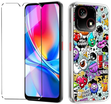 HuiYouMY hülle und panzeglas Compatible with ZTE Blade A35E Folie, hülle silikon stoßfest Compatible with ZTE Blade A35E schutzhülle schutzfolie schutzglas Folie handyhülle XS40