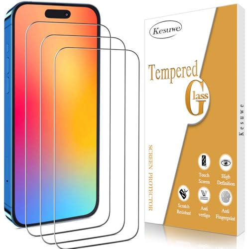 Kesuwe 3 Pièces Verre Trempé pour iPhone 16 Pro Max, Anti Rayures | Dureté 9H Film Protection écran, Sans Bulles, HD Transparent, Ultra Résistant