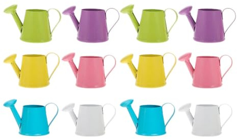 Mini Arrosoir D'intérieur Miniature en Fer, Lot de 12 Pièces | Décor de Table et Accessoire Photo, Forme Réaliste et Coloris Vifs, Format Compact pour Garçon et Filles