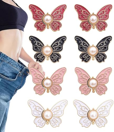 Jeansspanner für Taille, Schmetterlingsform, Taillenstraffer, Knöpfe – verstellbar, keine Näh-Clips, Kleidungsdekoration für Freundin, Frauen, Mädchen, Mutter, Schwestern
