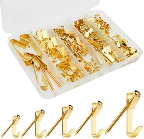 Haoh 120 Pièces Crochet pour Cadre Photo, Crochet Tableau Mural avec Vis, Accroche pour Fixation Cadre, Photos, Miroir, Horloge