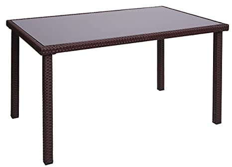 PROREGAL Poly-Rattan Tisch HxBxT 71x120x75cm Braun Gartentisch Balkontisch