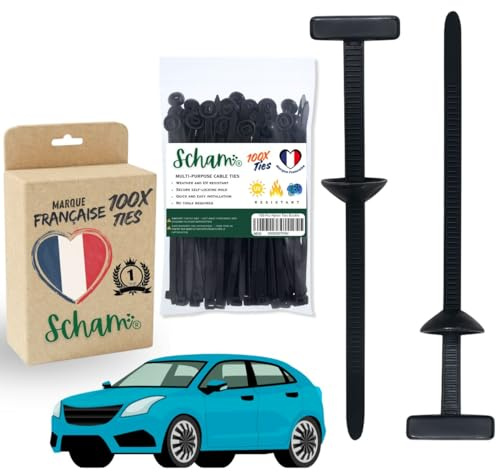 Scham® - 100 Pièces Attaches Autobloquantes Universelles en Nylon, Rivets de Serre-Câbles en Plastique, Fixations Polyvalentes pour Câbles, Idéales pour Réparations Auto et Montage Rapide