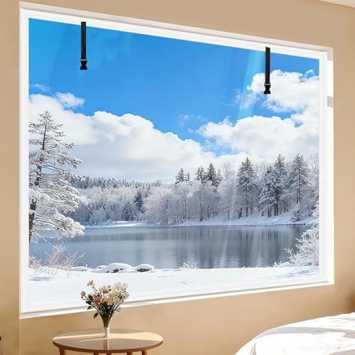 Fenster Isolierung Fenster Folie Thermofolie Fenster Gegen Kälte Transparent Kälteschutz Fensterisolierung Mit Klettband Gegen Kondenswasser(Weiß,65x110cm)