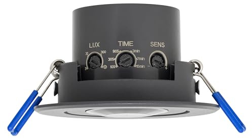 SEBSON Sensore di Movimento da Incasso per Interni a Soffitto, LED adatto | programmabile, Portata 8m 360°, orientabile, Sensore PIR, 3 Fili
