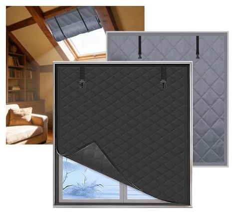 Kit D'Isolation de Fenêtre en Hiver Ajustable, Rideau Isolant pour Fenêtre,30 50 80 120 140 160cm Kit de Film D'isolation Thermique, contre le froid et le vent(Gray,30x130cm)