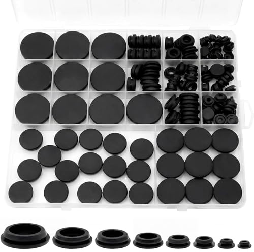 125 Pcs Rubber Grommets for Holes with Box | Assorted Sizes of Waterproof Flexible Silicone Rubber Bungs for Holes for Car, Pump, Plumbing, and Home Improvement