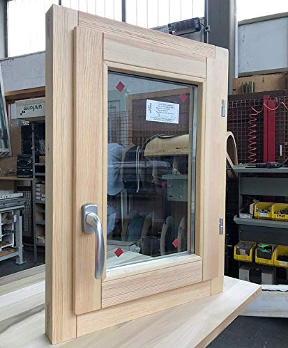 Finestra In Legno - L 50 x 70 H - Battente - Trattamento con preservante Ecosostenibile - Doppio vetro - Maniglia