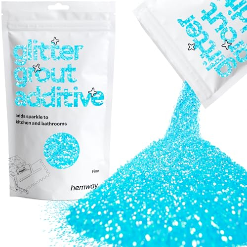 Hemway Glitter Grout Additive - Baby Blue Iridescent | Metallic Flakes for Adding Sparkle to Old & New Kitchen & Bathroom Tiles | Enhance Your Indoor Grouting Projects with a Sparkly Effect | 100 g