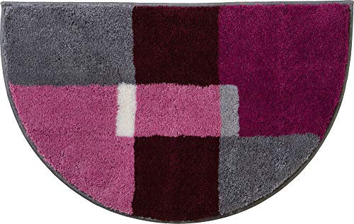 Erwin Müller Duschvorlage, Duschmatte, Duschvorleger halbrund Zagori, rutschhemmend violett Größe 50x80 cm - herrlich weich und flauschig, für Fußbodenheizung geeignet (weitere Farben)