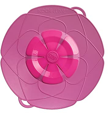 Kochblume das Original, Silikon Überkochschutz für Töpfe und Pfannen, Mikrowellen-Deckel, Spritzschutz und Dampfgar-Aufsatz | (pink, M | Topfgröße 14-20cm)