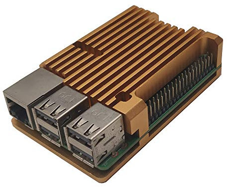 ZkeeShop Custodia in Alluminio con dissipatore Compatibile per Raspberry Pi 3 Model B,Pi 3 B+,Pi 2 Model B (Non Include Raspberry Pi Board) (Oro Without Fan)