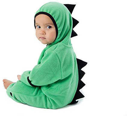 Cuddle Club Tuta in Pile per Neonati – Romper con Cappuccio Caldo e Versatile per Bimbi e Bambini Piccoli - Dinosauro - Verde - 3 Anni