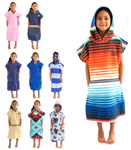 COR Surf Kinder Poncho Handtuch Microfaser mit Kapuze | Bademantel Strandtuch für Alter 3-10 (Sarape)