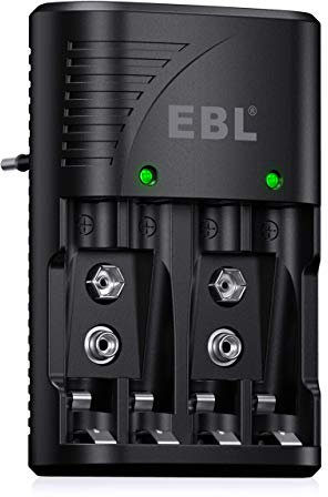 EBL Universel Direct Chargeur de Piles Rechargeables pour AA/AAA et 9V, Chargeur Piles 6802 pour AA AAA NI-MH et 9V Piles Rechargeables avec Indicateur LED, 100-240V Tension Mondiale