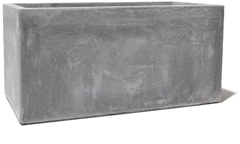 Primrose Large Garden Fibrecotta Cement Finish Outdoor Planter Rectangular 80cm (31.5in)