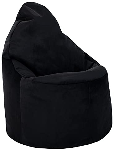 Loft 25 Capriccio Velvet Sitzsack Stuhl | Premium Samt Sitzsack für den Innenbereich für Haus und Wohnzimmer | Ergonomisches Design zur Körperunterstützung (Sitzsack, Black)
