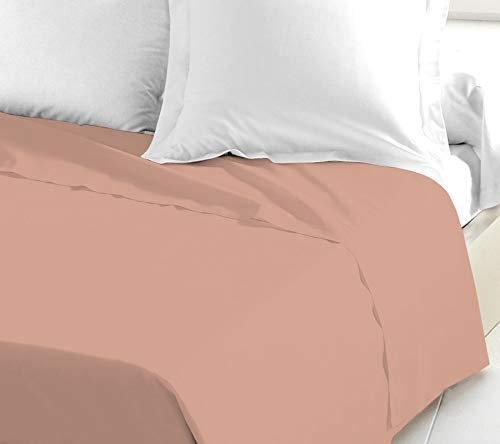 Drap Plat 240x300 cm – 100% Coton 57 Fils/cm² – Rose – Doux, résistant, Facile d’Entretien – Certifié Oeko-TEX