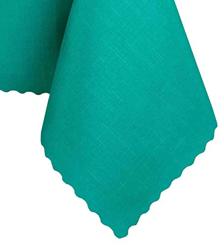Elbrus Tischdecke Abwaschbares Tischtuch in Leinenoptik Schmutzabweisend & Wasserabweisend Fleckschutz Tischwäsche Tischdeko für Esstisch Küche Esszimmer oder Restaurant Rechtecking 150x350cm Türkis