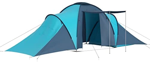 Tente de camping pour 6 personnes bleu et bleu clair