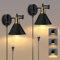 Lightess Set de 2 Aplique de Pared Enchufar, Dimmable Industrial Lámpara de Pared con On/Off Pomo Interruptor, Brazo Oscilante Aplique para Cabecera Salon, 180°Rotación