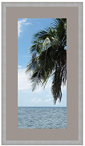 Cadre Photo avec Passe-Partout TV Grey pour Image 25x55 cm ou 55 x 25 cm Cadres Argent Moderne, 2.3 cm de Largeur, Cadre en Bois
