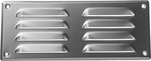 260 x 105 mm griglia di ventilazione in alluminio con protezione dagli insetti, applicazioni di riscaldamento, raffreddamento e ventilazione, copertura interna ed esterna, design a lamelle.