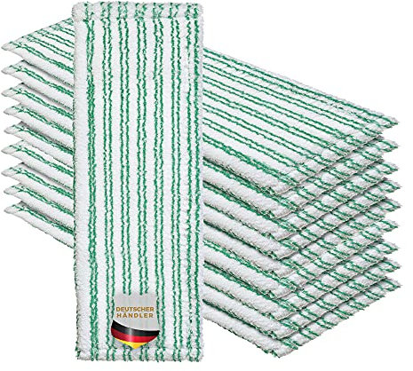 Okaei 10 Stück Wischmopp Bezug (40 cm) - Premium Bodenwischer-Wischbezug aus 100% Microfaser - Bezug Optimal zur Gründlichen Reinigung von Glatten & Leicht Unebenen Böden - Mikrofaser Moppbezug Grün